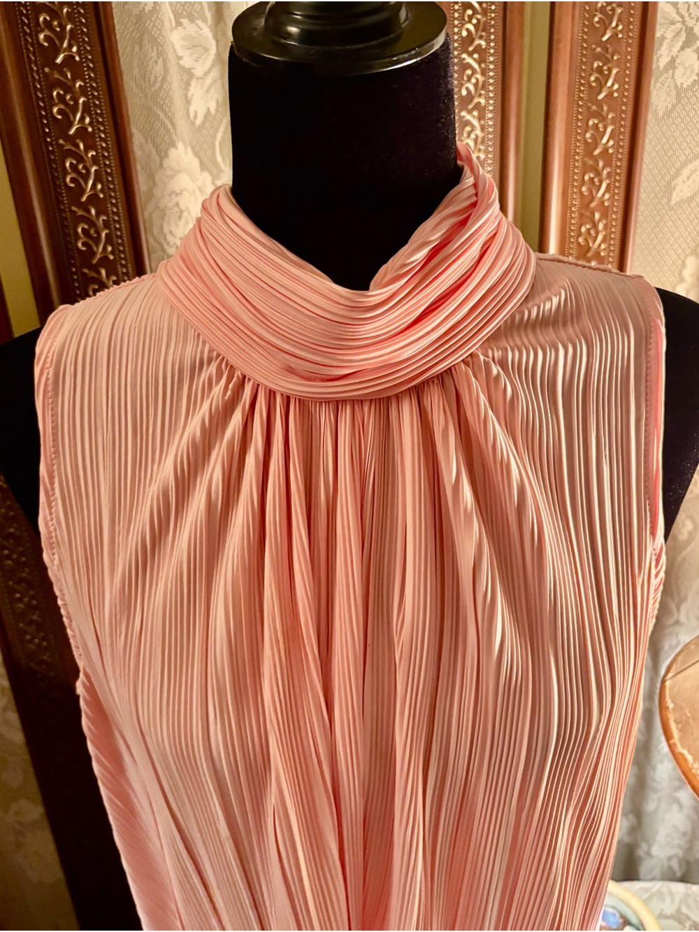 Joseph A Pleated High-Neck Sleeveless Camisole in Blush